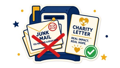 Mailbox rejecting junk mail and approving real charity letters
